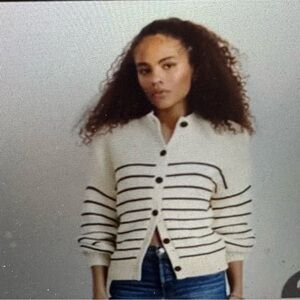 Alex Mill button back crew neck sweater in stripe